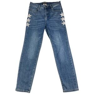 NWT Frank Lyman Design Blue Jeans with Silver Star Rhinestone Details